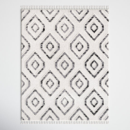 Foundstone™ Darian Performance Black/White Rug & Reviews Wayfair